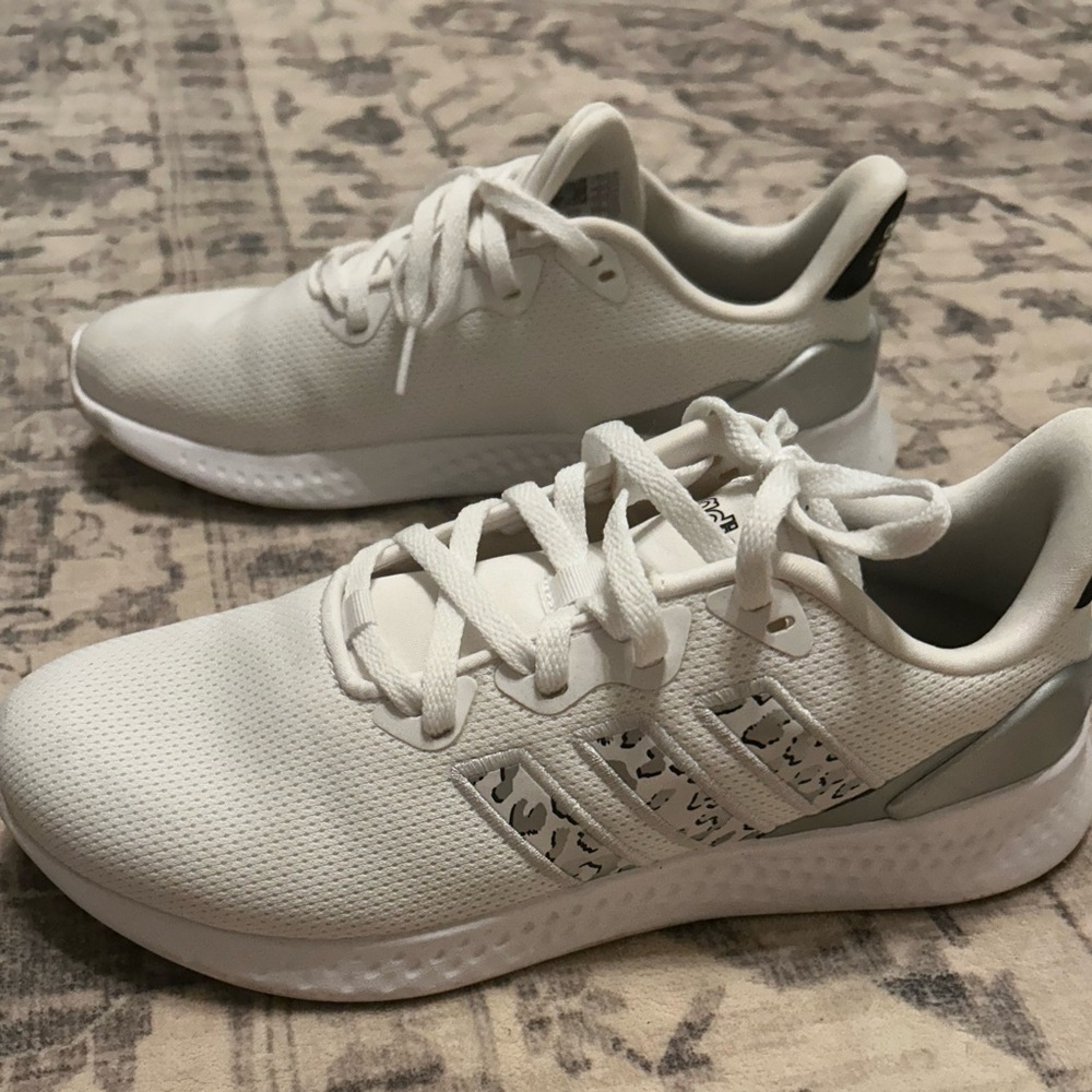 Adidas Women's White Sneakers with Silver Details